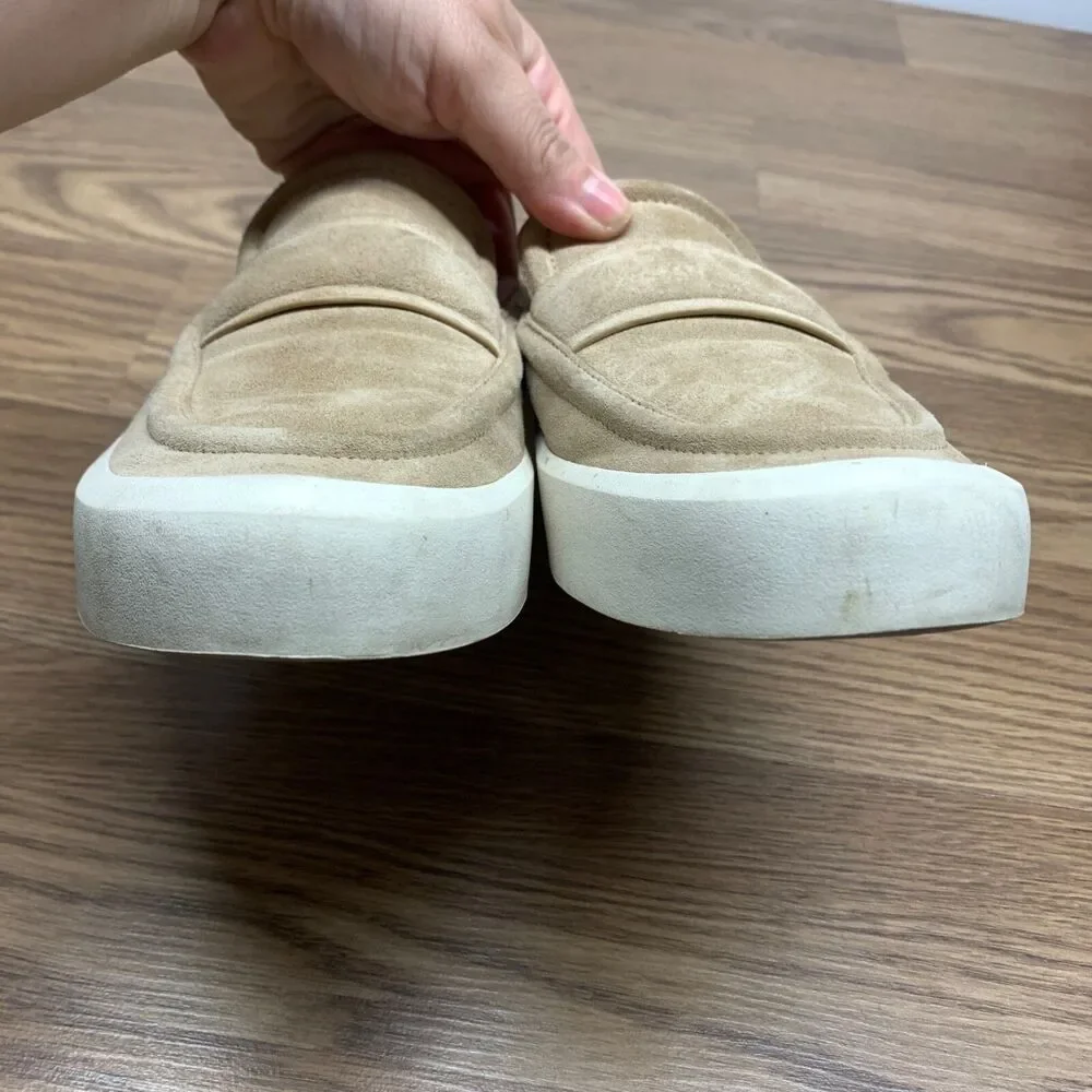 Vince Women's Dune Beige Tan Ghita Suede Slip-On Platform Loafer Shoes Size 7‎